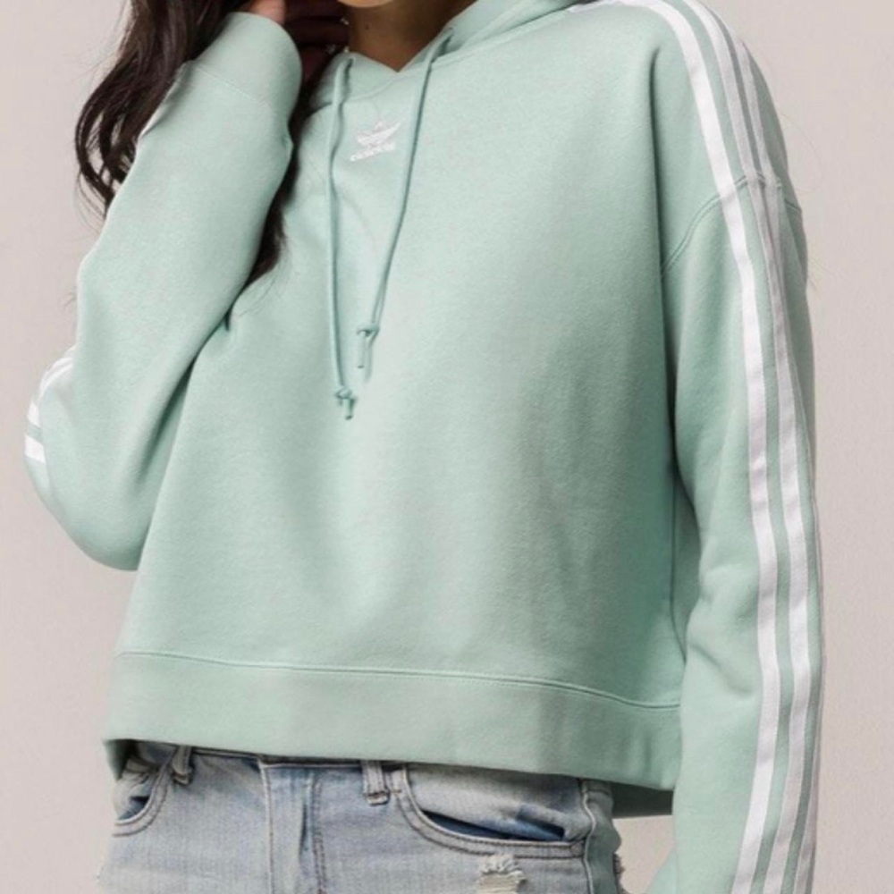 Adidas Green Cropped Hoodie
